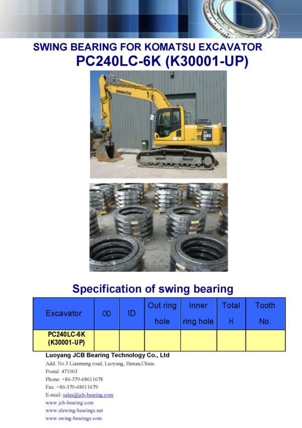 swing bearing for excavator PC240LC-6K（K30001-UP）