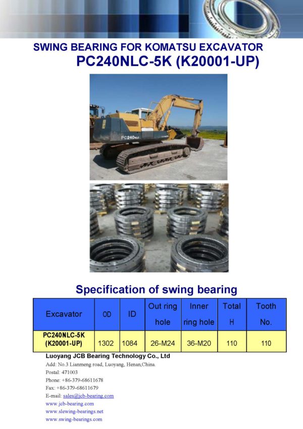 swing bearing for excavator PC240NLC-5K（K20001-UP）
