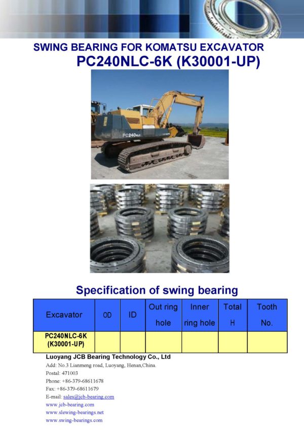 swing bearing for excavator PC240NLC-6K（K30001-UP）