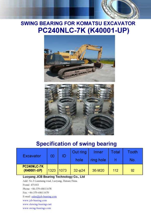 swing bearing for excavator PC240NLC-7K（K40001-UP）