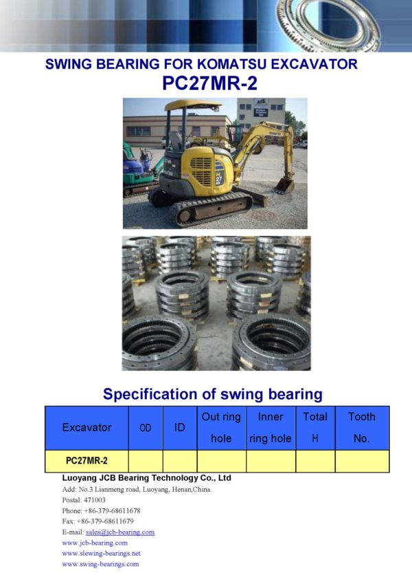 swing bearing for excavator PC27MR-2