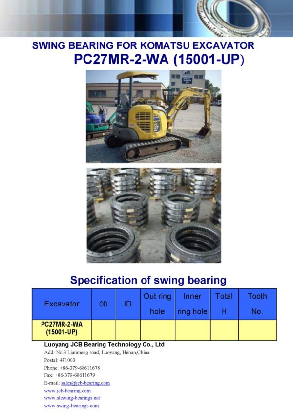 swing bearing for excavator PC27MR-2-WA（15001-UP）