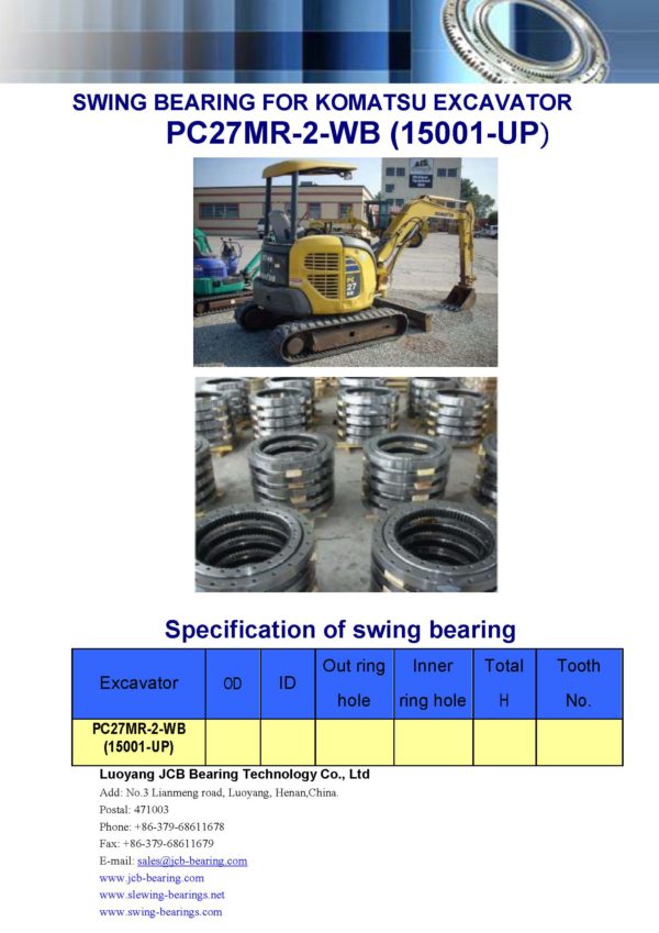 swing bearing for excavator PC27MR-2-WB（15001-UP）