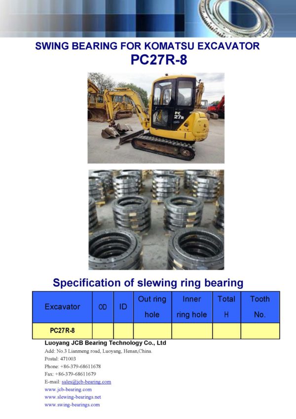 swing bearing for excavator PC27R-8