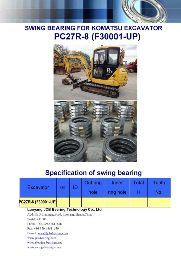 swing bearing for excavator PC27R-8 （F30001-UP）