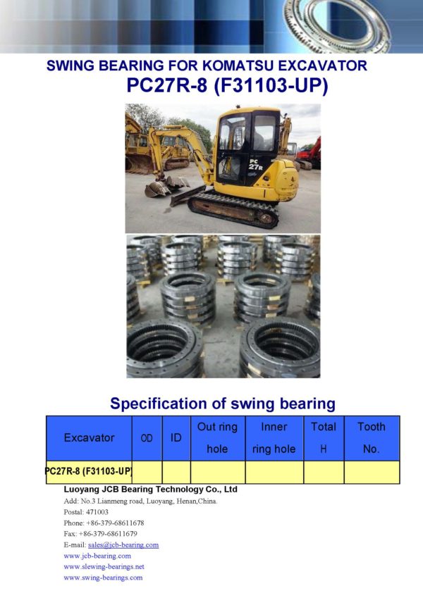 swing bearing for excavator PC27R-8（F31103-UP）