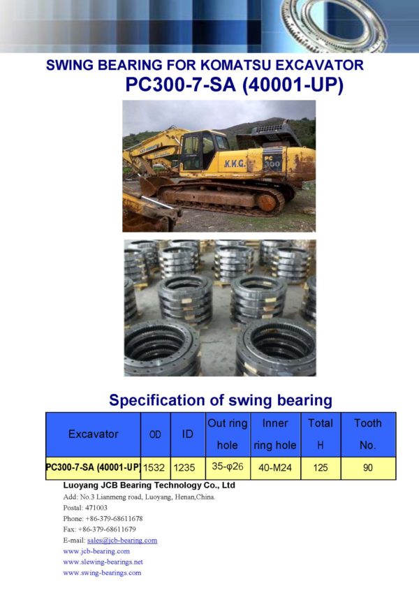 swing bearing for excavator PC300-7-SA（40001-UP）