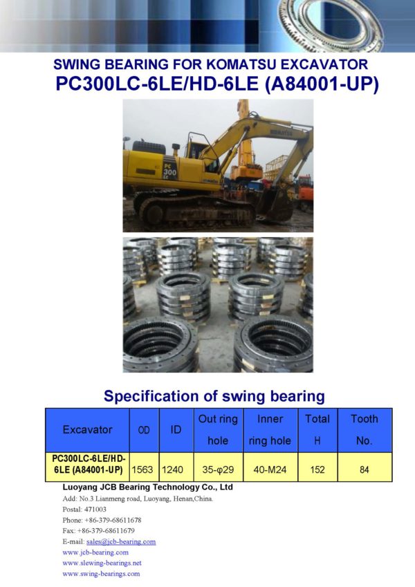 swing bearing for excavator PC300LC-6LE/HD-6LE（A84001-UP）