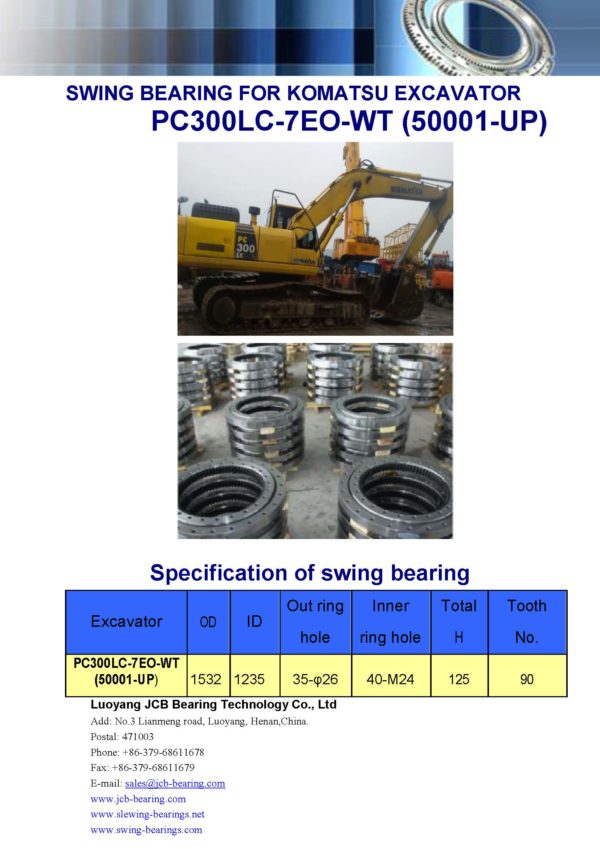swing bearing for excavator PC300LC-7EO-WT（50001-UP）