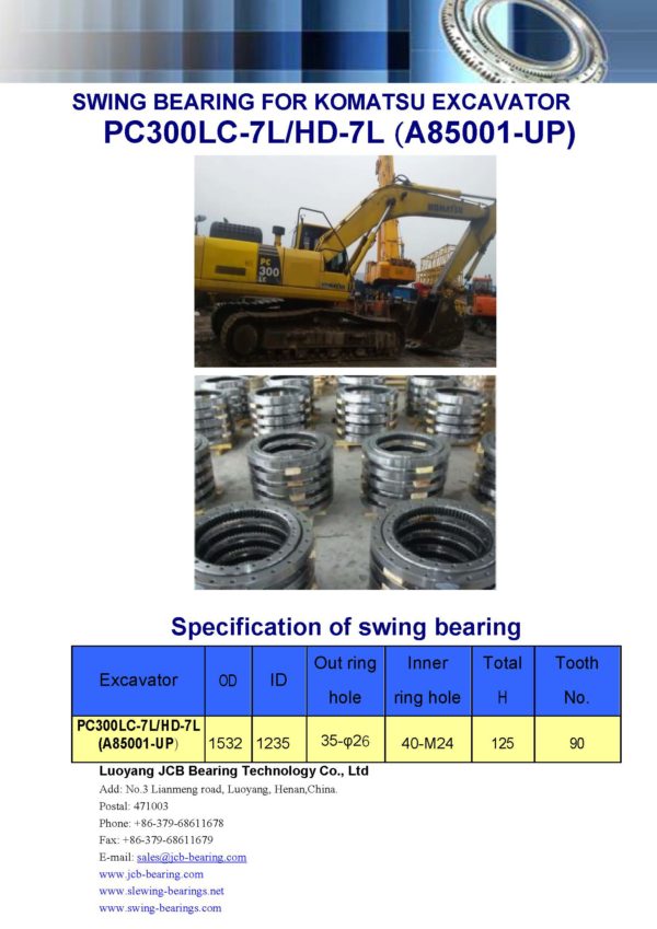 swing bearing for excavator PC300LC-7L/HD-7L（A85001-UP）