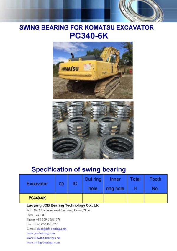 swing bearing for excavator PC340-6K
