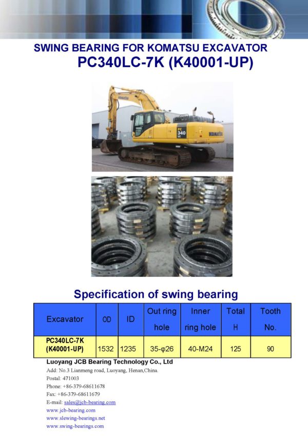 swing bearing for excavator PC340LC-7K（K40001-UP）