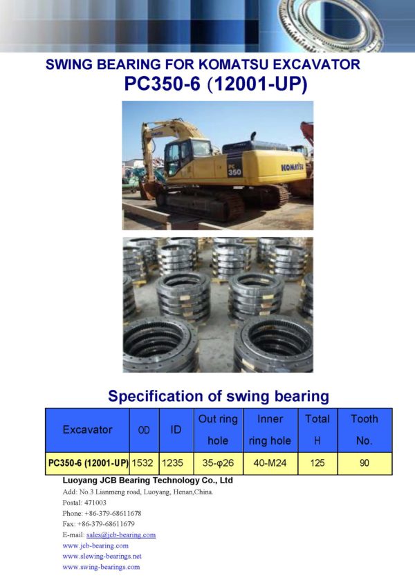 swing bearing for excavator PC350-6（12001-UP）