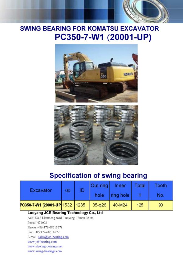 swing bearing for excavator PC350-7-W1（20001-UP）