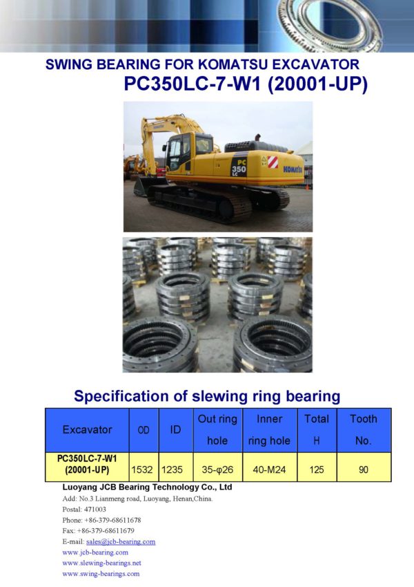 swing bearing for excavator PC350LC-7-W1（20001-UP）