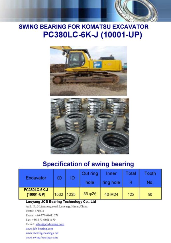 swing bearing for excavator PC380LC-6K-J（10001-UP）