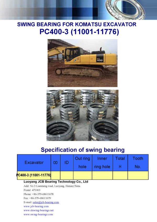 swing bearing for excavator PC400-3（11001-11776）