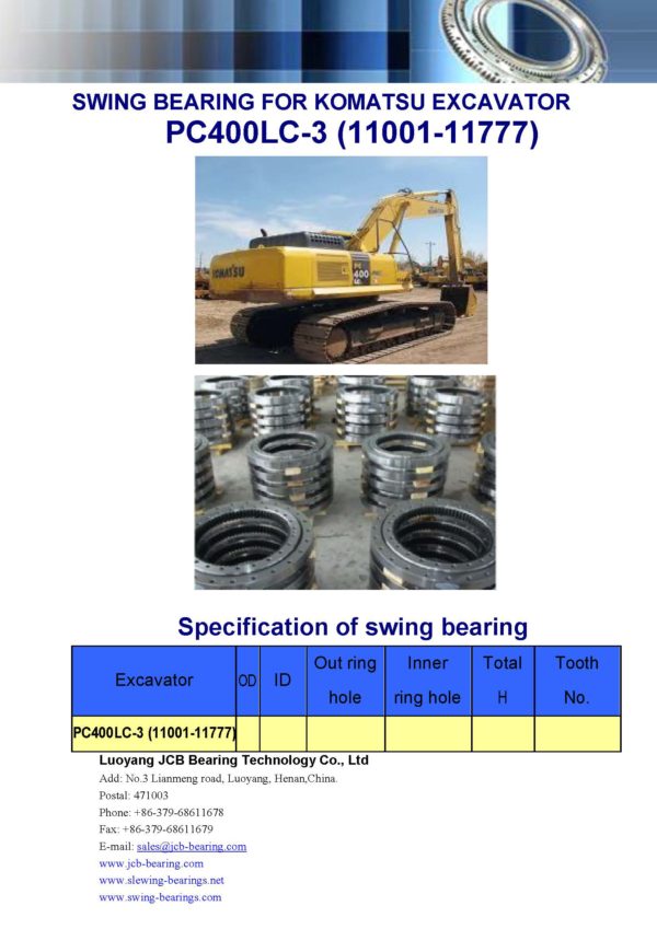 swing bearing for excavator PC400LC-3（11001-11777）