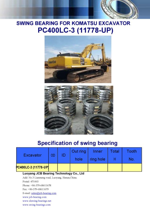 swing bearing for excavator PC400LC-3（11778-UP）