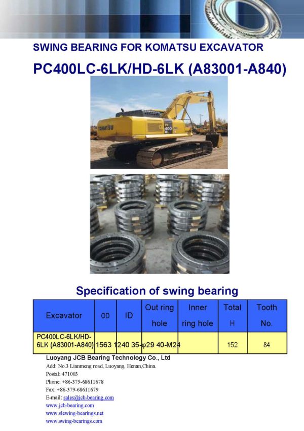 swing bearing for excavator PC400LC-6LK/HD-6LK（A83001-A840）