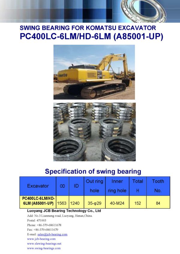 swing bearing for excavator PC400LC-6LM/HD-6LM（A85001-UP）