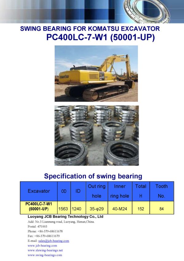 swing bearing for excavator PC400LC-7-W1（50001-UP）