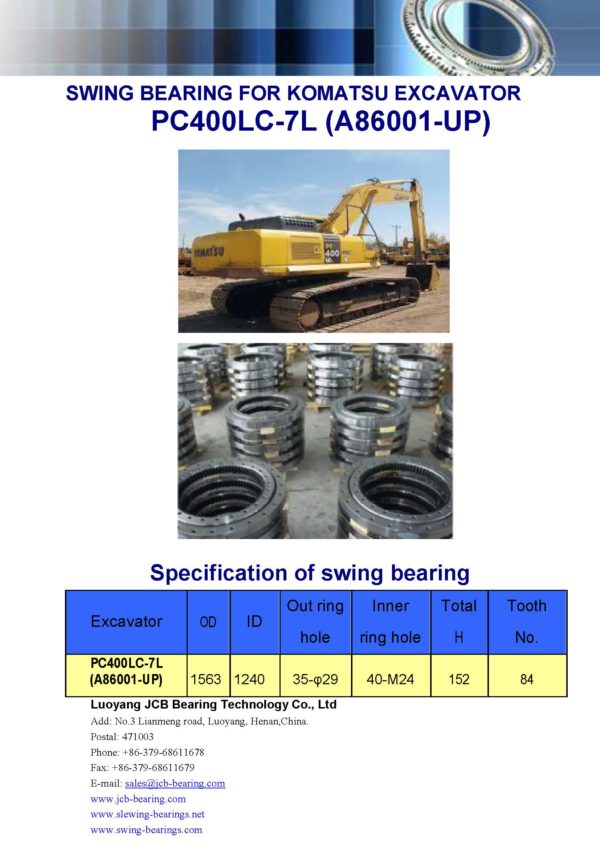 swing bearing for excavator PC400LC-7L（A86001-UP）