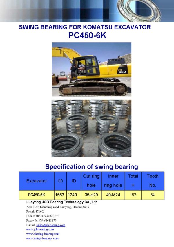 swing bearing for excavator PC450-6K
