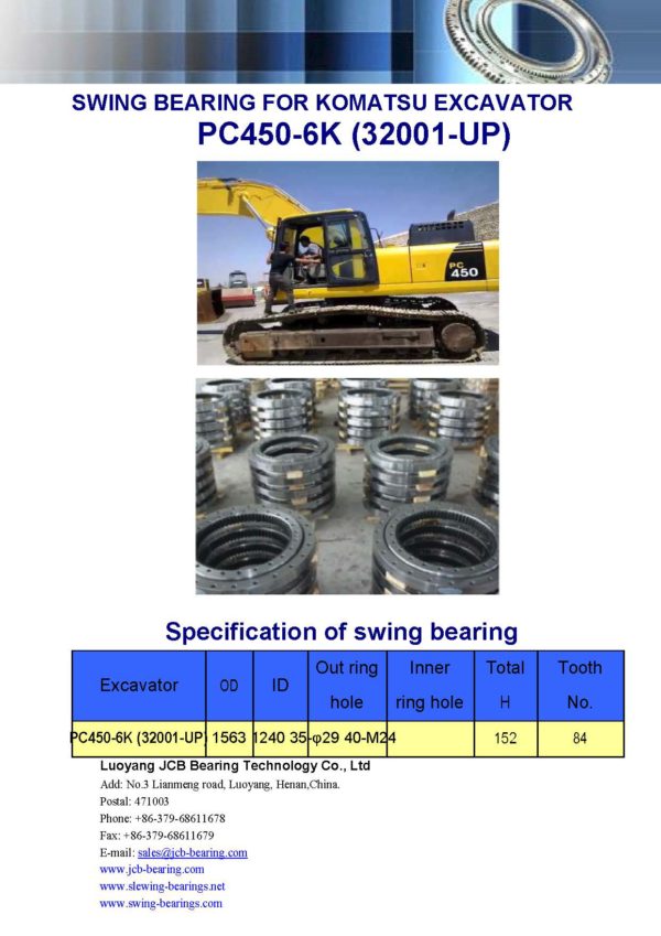 swing bearing for excavator PC450-6K（32001-UP）