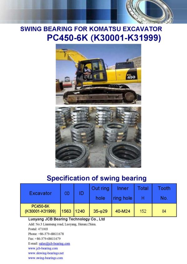 swing bearing for excavator PC450-6K（K30001-K31999）