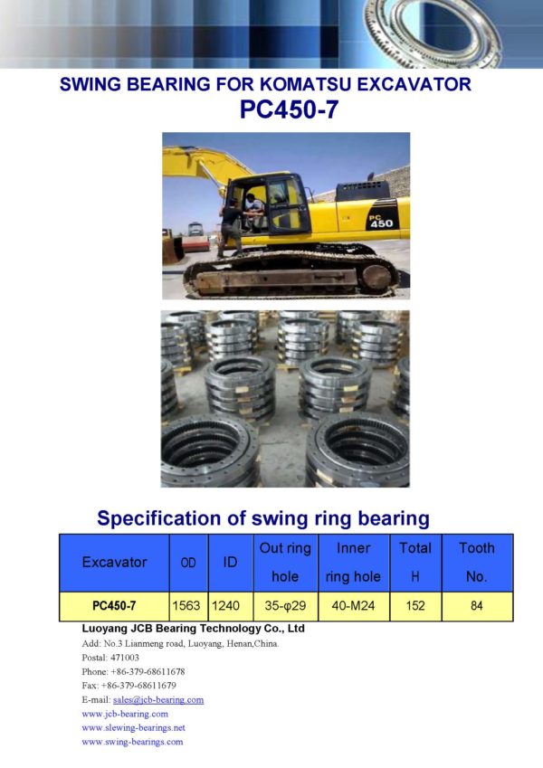 swing bearing for excavator PC450-7