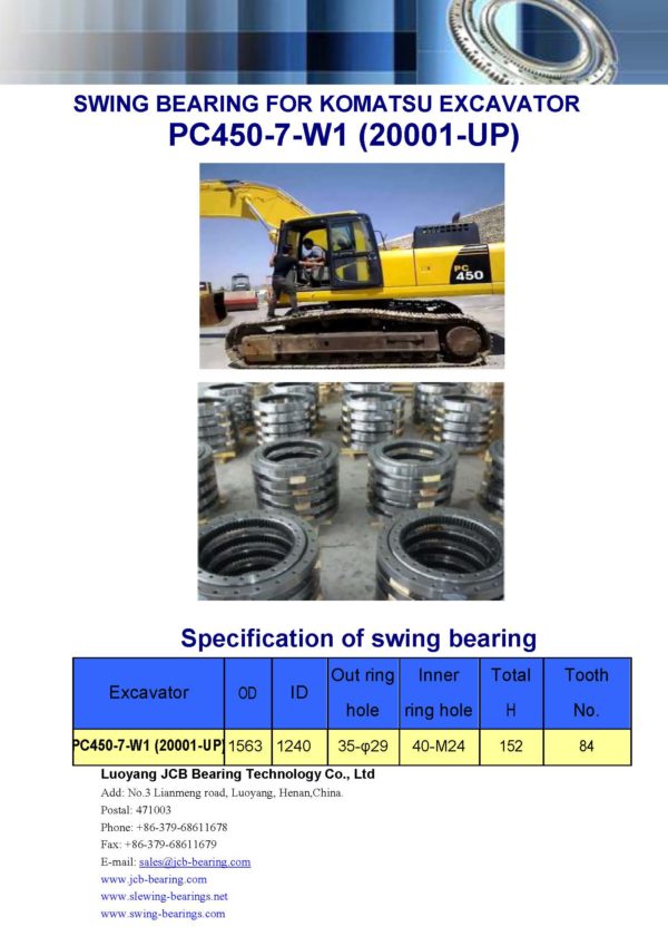 swing bearing for excavator PC450-7-W1（20001-UP）