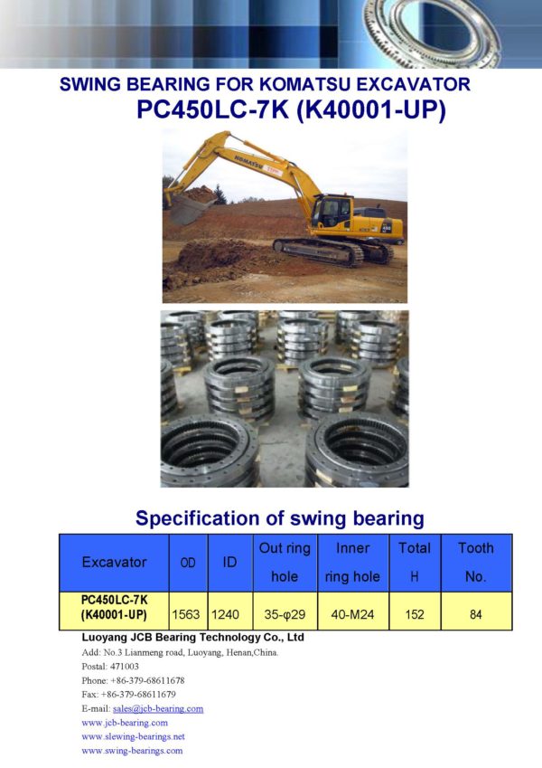 swing bearing for excavator PC450LC-7K（K40001-UP）