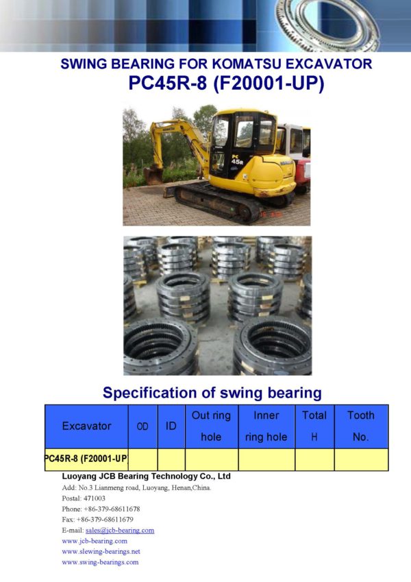 swing bearing for excavator PC45R-8 （F20001-UP）