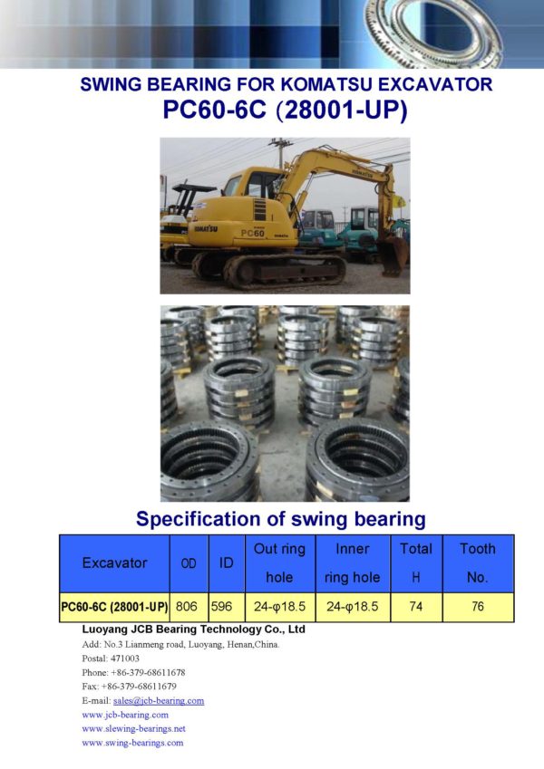 swing bearing for excavator PC60-6C（28001-UP）