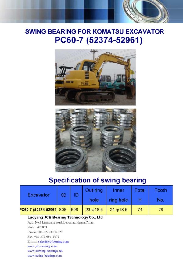 swing bearing for excavator PC60-7（52374-52961）