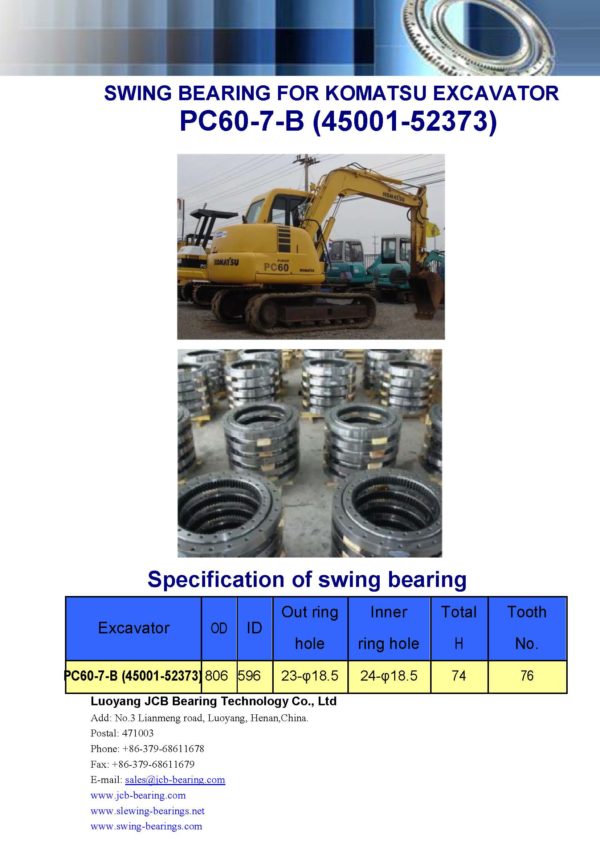 swing bearing for excavator PC60-7-B（45001-52373）