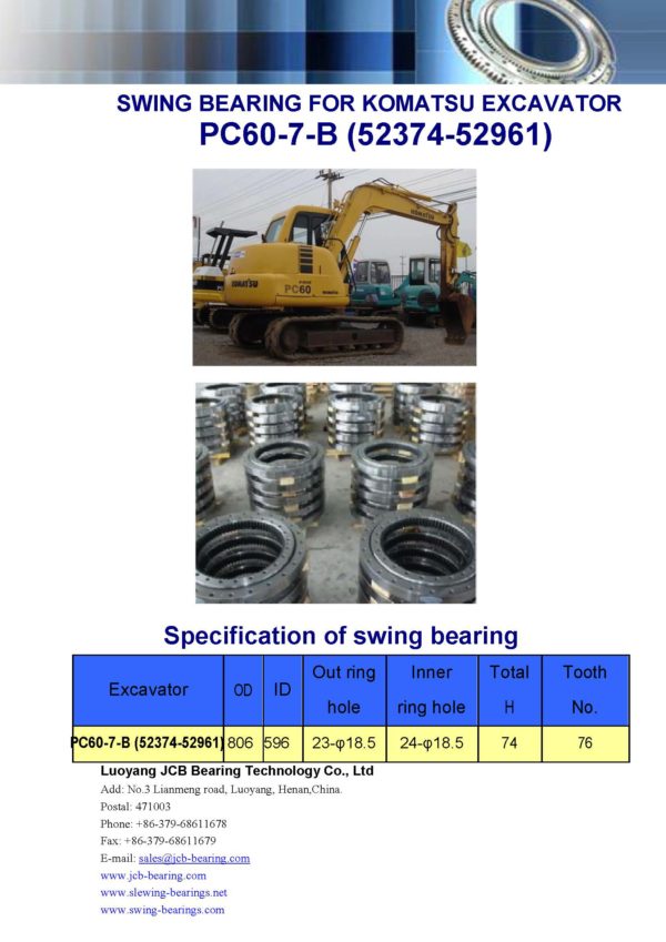 swing bearing for excavator PC60-7-B（52374-52961）