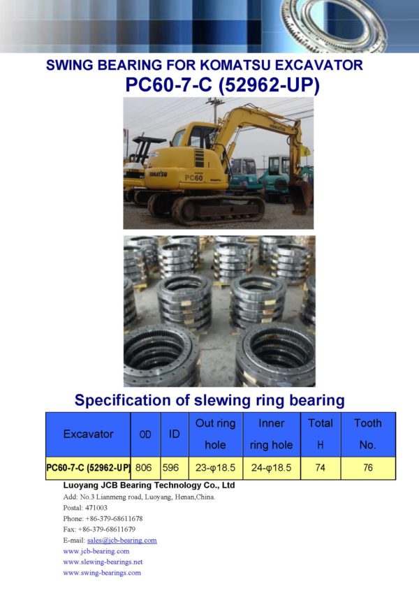 swing bearing for excavator PC60-7-C（52962-UP）