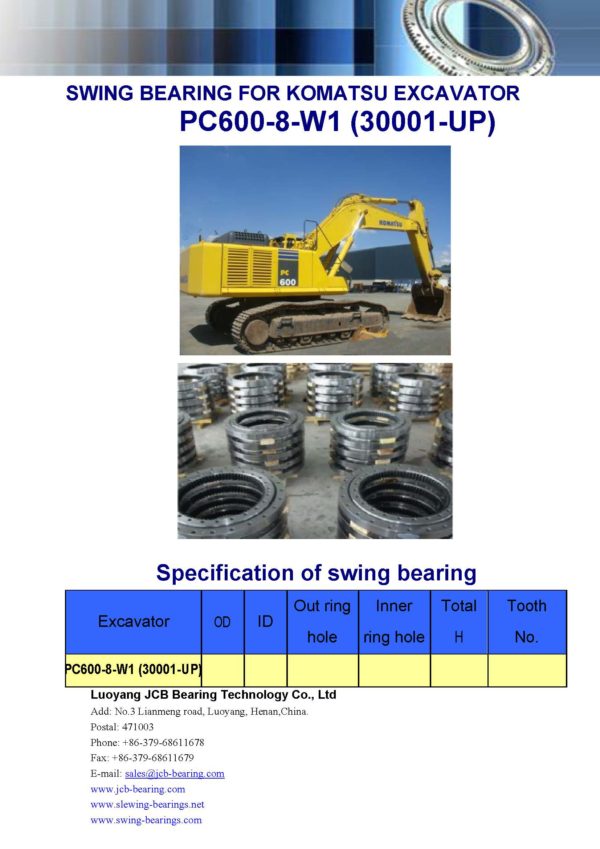 swing bearing for excavator PC600-8-W1（30001-UP）