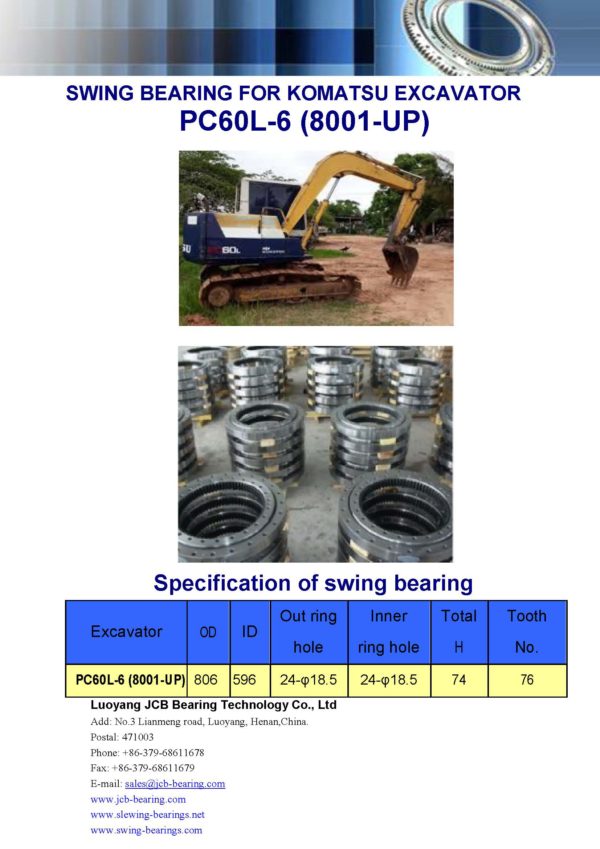 swing bearing for excavator PC60L-6（8001-UP）