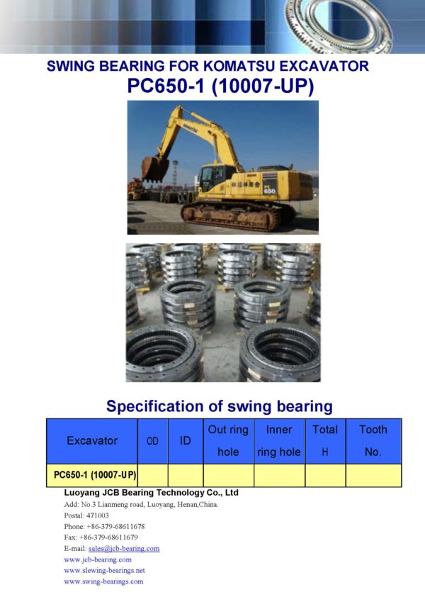 swing bearing for excavator PC650-1（10007-UP）