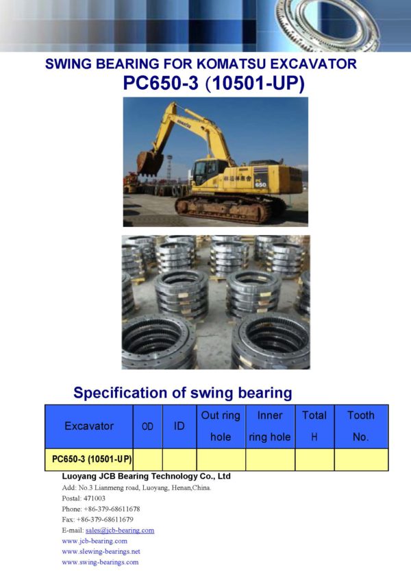 swing bearing for excavator PC650-3（10501-UP）