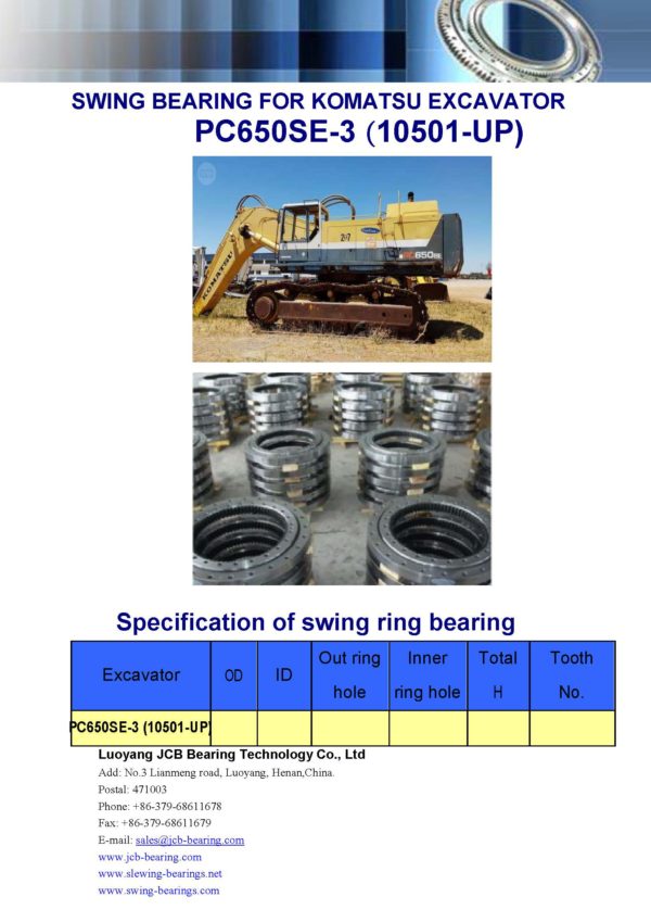swing bearing for excavator PC650SE-3（10501-UP）