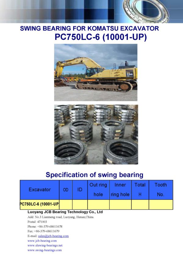 swing bearing for excavator PC750LC-6（10001-UP）