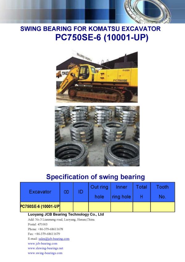 swing bearing for excavator PC750SE-6（10001-UP）