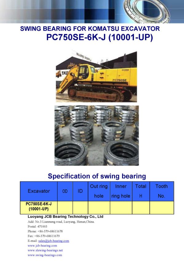 swing bearing for excavator PC750SE-6K-J（10001-UP）