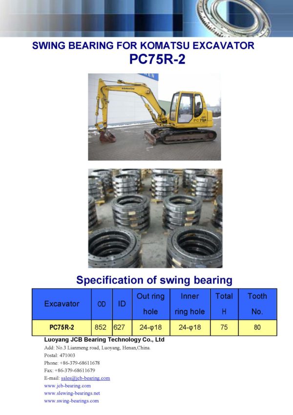 swing bearing for excavator PC75R-2
