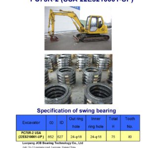 swing bearing for excavator PC75R-2 （USA 22E5210001-UP）
