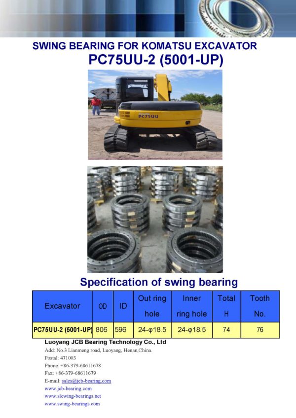 swing bearing for excavator PC75UU-2（5001-UP）